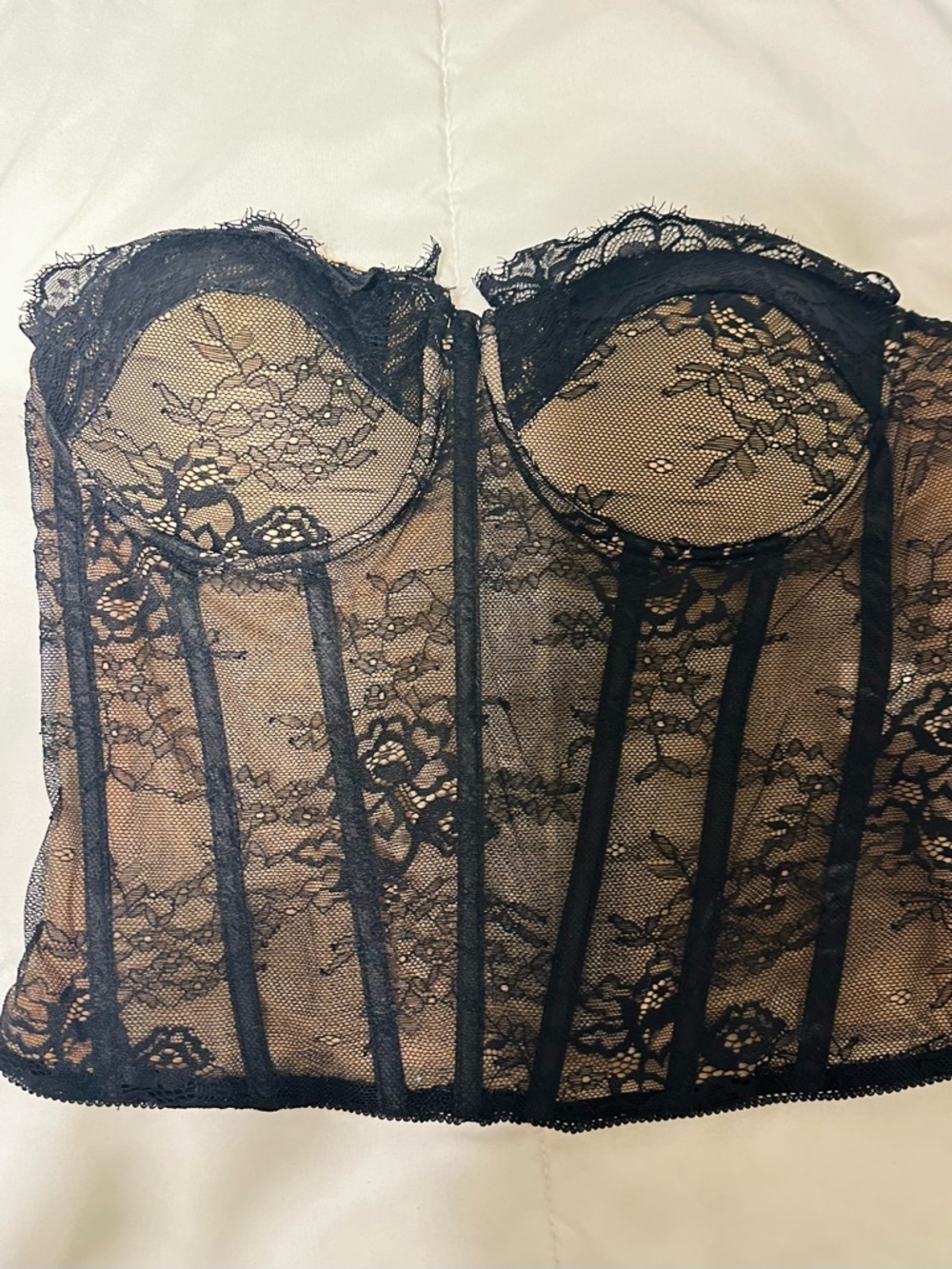 Black Lace Strapless Bustier Corset Top